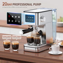 QJA ESPRESSO MACHINE 20 BAR COMPACT ESPRESSO MAKER FROTHER EM625 - SILVER - Like New