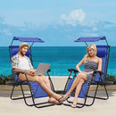 MoNiBloom Zero Gravity Chair Set of 2 Canopy Shade Patio Folding Recliner Blue - Brand New