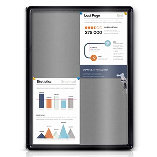 EVERSUPPLY ENCLOSED BULLETIN BOARD LOCKABLE DISPLAY CASE 26x20 - GREY - Like New