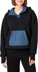 AMAZON ESSENTIALS WOMEN'S TEDDY FLEECE QUARTER HOODED JACKET - SIZE: L - BLACK - Brand New