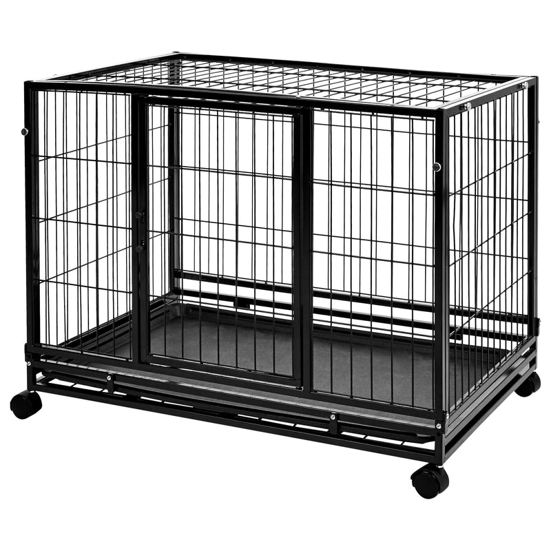 AMAZON BASICS PORTABLE HEAVY DUTY STACKABLE DOG & PET KENNEL WITH TRAY - BLACK - Like New