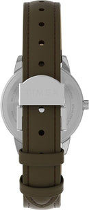 TIMEX Easy Reader 30mm One-Time Adjustable Leather Strap Watch -Brown/Silver Like New