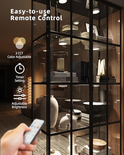 Tedmos USB Rechargeable LED Puck Lights Control, 2400mAh Battery, White - Like New