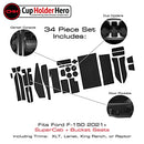 CupHolderHero for Ford F150 2021-2023 Cup Holder Insert Set Solid Black - Brand New