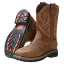 HISEA NINGO MEN STEEL TOE WORK BOOTS WATERPROOF SQUARE TOE LEATHER - 8.5 - BROWN - Brand New