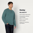 AMAZON ESSENTIALS MEN'S RELAXED-FIT LONG SLEEVE HENLEY SIZE: LARGE -SLATE GREEN - Brand New