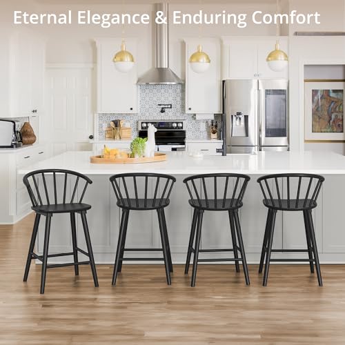 LUE BONA BLACK 24-IN H COUNTER HEIGHT WOOD BAR STOOL 2 - PACK BLACK 20.9'' W - Like New