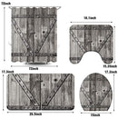 4 Pcs Rustic Shower Curtain Set Wooden Barn Shower Curtain Fabric - Brand New