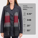 LONDON FOG Women's Double Breasted Peacoat with Scarf - Charcoal, Small - Brand New