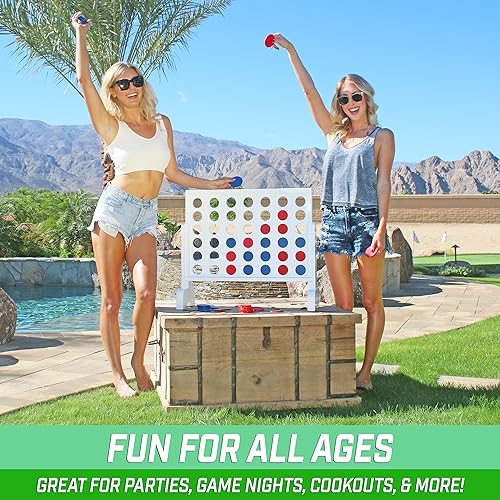 GoSports 2 Foot Width Giant 4 in a Row Game with Carrying Case - White - Like New