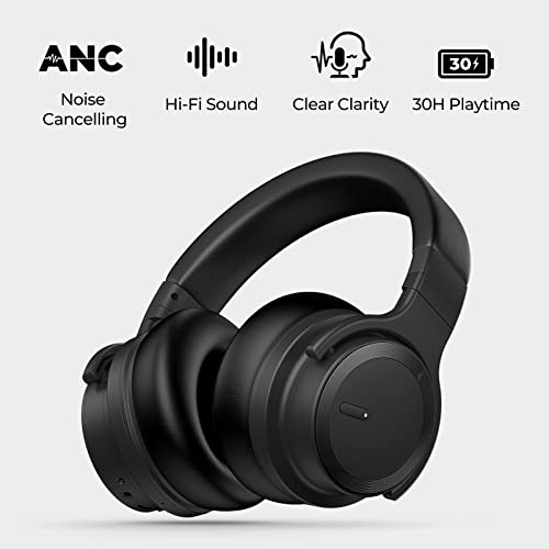 Commalta E7 Active Noise Cancelling Headphones Wireless Bluetooth 5.0 30 Hours New