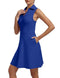FKEEP Women's Golf Tennis Dress V-Neck with Shorts and Pocket Sapphire Blue S - Brand New