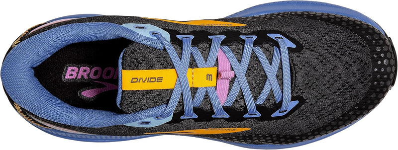 BROOKS WOMEN’S DIVIDE 3 TRAIL RUNNING SHOE - BLACK/BLUE/YELLOW - SIZE 9 - Like New