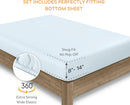 Sleep Mantra 100% Organic Cotton Bed Sheet Set Crisp Cooling Full - Blue - Like New