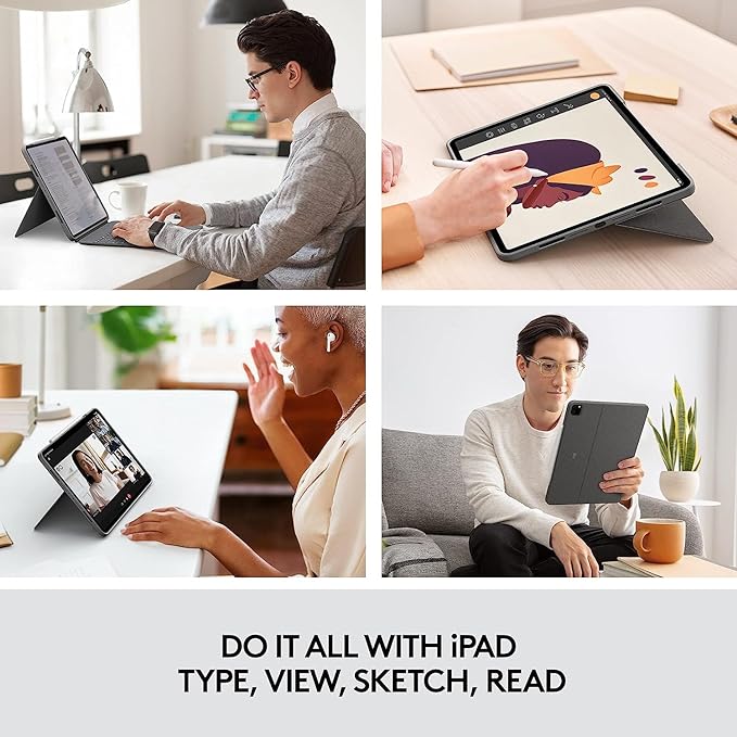Logitech Touch iPad Pro 12.9 Backlit Keyboard Kickstand 920-010097 - Oxford Gray - Like New