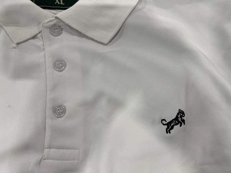TIGER WOLF 3 BUTTON POLO SHIRT - SIZE: MEN XL - WHITE - Like New