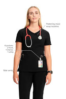 2625A Cherokee Infinity Womens Mock Wrap Scrub Top - Size M - Black - Like New