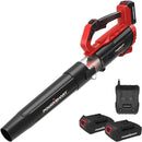 PowerSmart 20V Cordless Leaf Blower 2 1.5Ah Batteries Charger PS76154A - RED - Like New