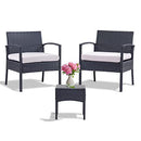 Leasbar 3 Pieces Patio Furniture, Rattan Chairs, Cushions, Table-B08J6KZ21L - Brand New