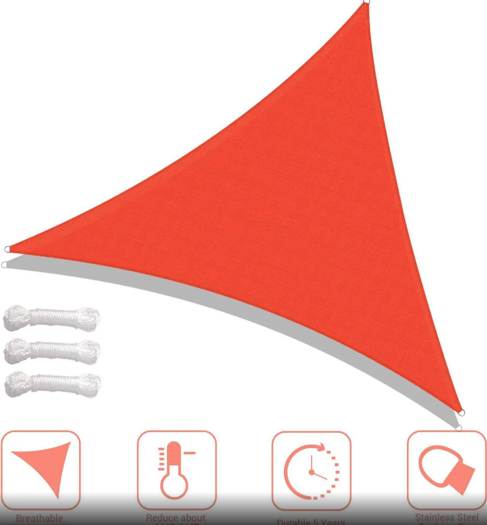 YESCOM 25FT TRIANGLE SUN SHADE SAIL CANOPY UV BLOCK COMMERCIAL - Scratch & Dent