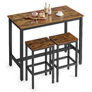 VASAGLE Bar Table Set, with 2 Bar Stools in Rustic Brown and Black ULBT15X - Like New