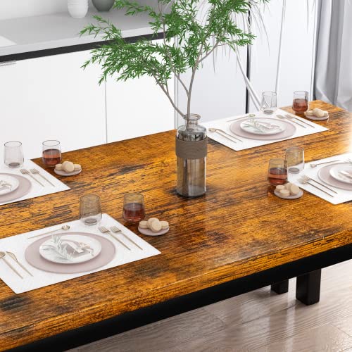 AWQM Dining Room Table Set with 2 Benches, Ideal for Home - Industrial Brown - Like New