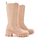 TINSTREE Women's Knee-High Boots Ladies Juniors Suede Heel Size: 8 - Beige/Tan - Like New