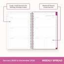Blue Sky Kelly Ventura 2026 Weekly and Monthly Planner Calendar - Magenta Blooms - Brand New