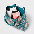 OPEN STORY WATER RESISTANT REVERSIBLE TOTE BAG - PALM DESIGN - TEAL/WHITE - Brand New