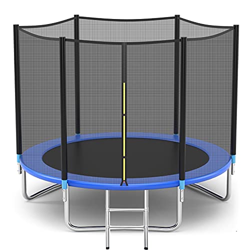 TIKTUN PRO TRAMPOLINE SAFETY ENCLOSURE 8FT HEAVY DUTY JUMPING MAT - BLACK/BLUE - Like New