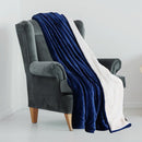 LUXURY HOME LIGHTWEIGHT SUPER SOFT COZY SHERPA FLEECE THROW BLANKET 50X60 - BLUE - Like New