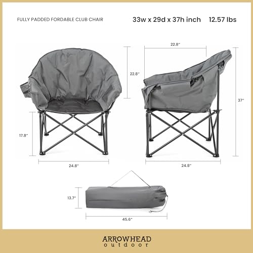ARROWHEAD OUTDOOR Oversized Heavy-Duty Club Folding Camping Chair - Like New
