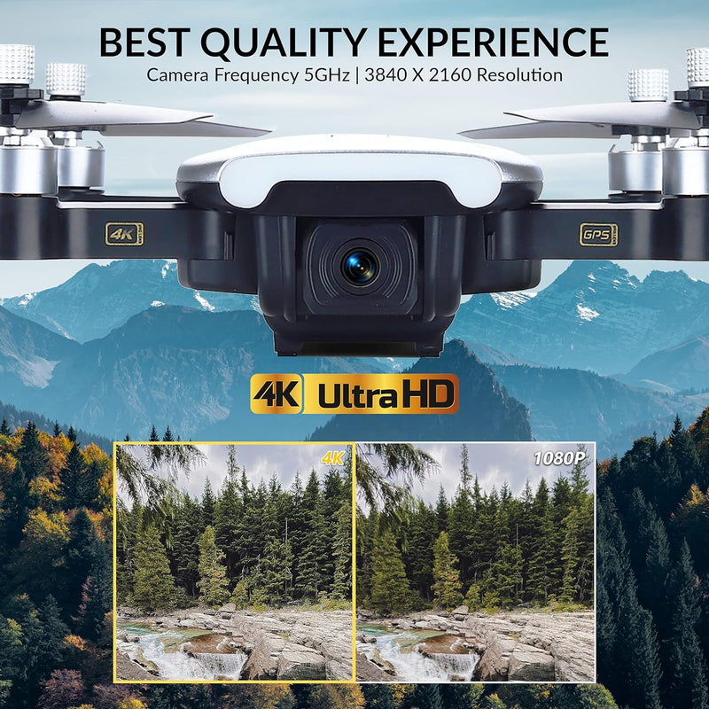 Contixo F30 Drone WiFi 4K UHD Camera and GPS,FPV Quadcopter - Silver - Like New