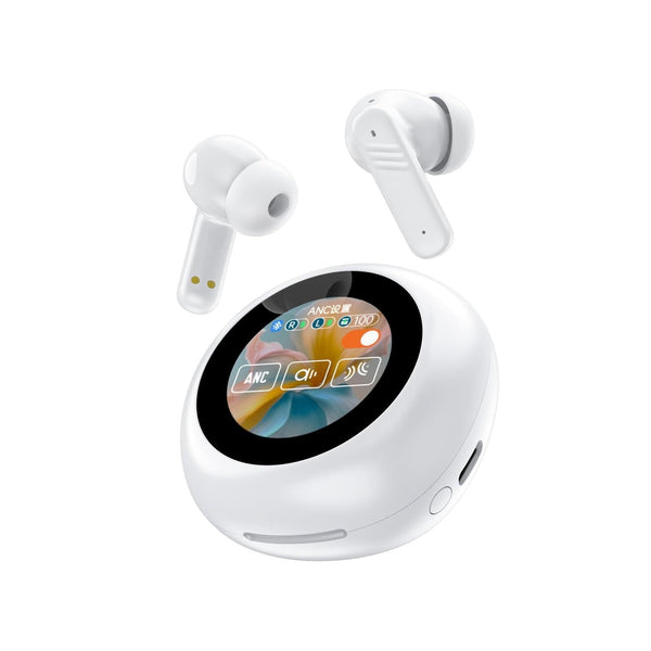 GENERIC ANC TOUCHSCREEN ACTIVE NOISE CANCELLING EARBUDS - WHITE - Like New