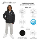 EDDIE BAUER BOYS CLASSIC HEAVYWEIGHT FUR LINED HOODED JACKET MEDIUM - BLACK - Brand New