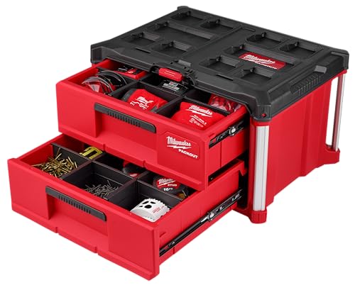 MILWAUKEE BOX TOOL 2-DRAWER PACKOUT 48-22-8442 - RED - Like New