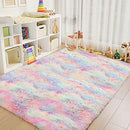 Zareas Fluffy Area Rug 4x6 Feet Black Plush Modern Indoor Shower Rug Non-Slip - Like New
