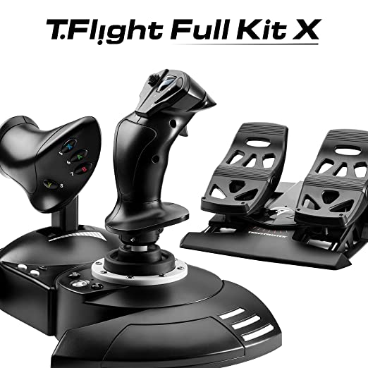Thrustmaster T-Flight Full Kit Joystick Throttle Rudder Pedals 4460211 - Black Like New