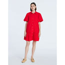 FREE ASSEMBLY COTTON RUFFLE MINI DRESS PUFF SLEEVES SIZE: WOMEN XS - RED ROVER - Brand New
