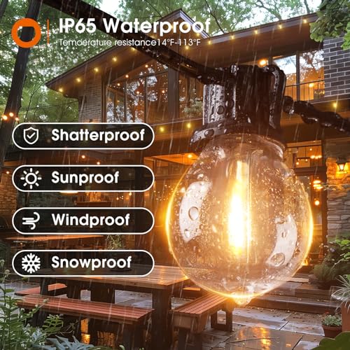 ADDLON 100FT(2-PACK*50FT) LED OUTDOOR STRING LIGHTS PATIO LIGHTS - BLACK - Like New