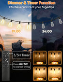 BRIGHTEVER 60FT OUTDOOR STRING LIGHTS REMOTE 3 MODES 2 TIMER (60FT-3CCT) - BLACK - Like New