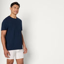 AMAZON ESSENTIALS MEN'S SLIM FIT COTTON CREW NECK SIZE MEN L - LIGHT GRAY/NAVY - Like New