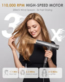 BEAUTURAL 1600W HIGH-SPEED FOLDABLE DUAL VOLTAGE TRAVEL HAIR DRYER GRAY - Like New