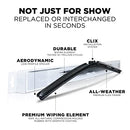 ClixWipers 22" + 22" Black Carbon Fiber Premium Replacement Windshield Wipers - Brand New