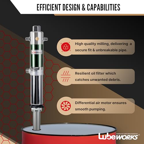 LUBEWORKS Oil Transfer Drum Pump Double Action 1:1 - GREEN/SILVER Like New