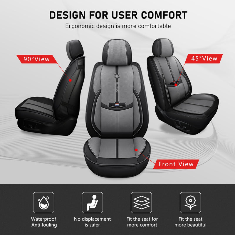 KIVAGURU CAR SEAT LEATHERETTE AUTOMOTIVE VEHICLE CUSHION COVER - BLACK GRAY - Like New