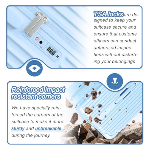 Krute Carry on Luggage PC+ABS Suitcases with Double Spinner Wheels 22x14x9 - Brand New