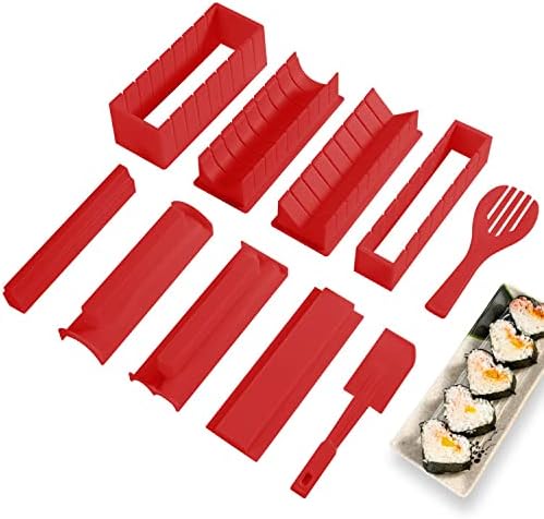 Meidong Sushi Making Kit Deluxe Edition Set 10 Pieces Plastic Tool - Red Like New