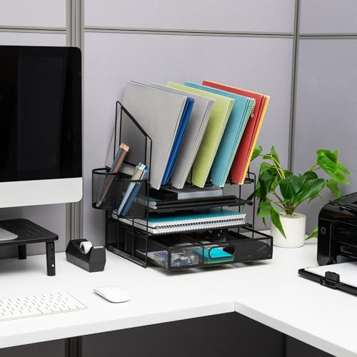 Office Depot Mesh Desk Organizer Vertical Storage Pen Holders 7700865 - Black - Like New