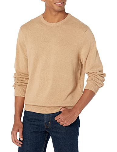 AMAZON ESSENTIALS MENS LONG-SLEEVE CREWNECK SWEATER, MEN XS, CAMEL HEATHER - Like New
